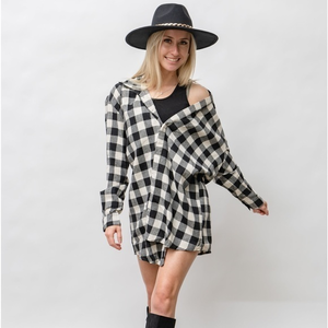 The Post Hollie Plaid Dress Brown & White Country Cowgirl Women's Plaid size‎ L